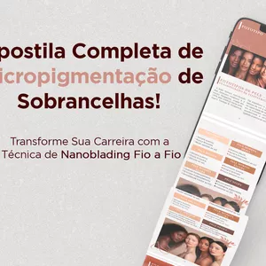 Imagem de capa para o Ebook Apostila Completa de Micropigmentação de Sobrancelhas! 