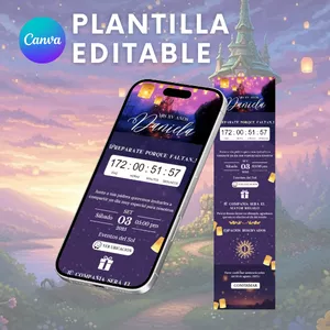 Imagen de portada para Ebook Invitación XV años Rapunzel Cuenta Regresiva