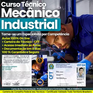 Imagem do curso Curso Técnico de Mecânico Industrial por Competência (Video Aulas + Ebook)