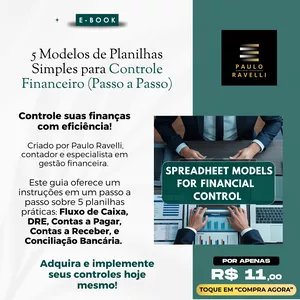 Imagem de capa para o Ebook 5 Modelos de Planilhas Simples para Controle Financeiro (Passo a Passo)