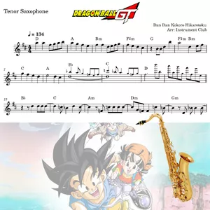 Cover image for Ebook Tenor saxophone Dragon Ball GT Opening Dan Dan Kokoro Hikareteku