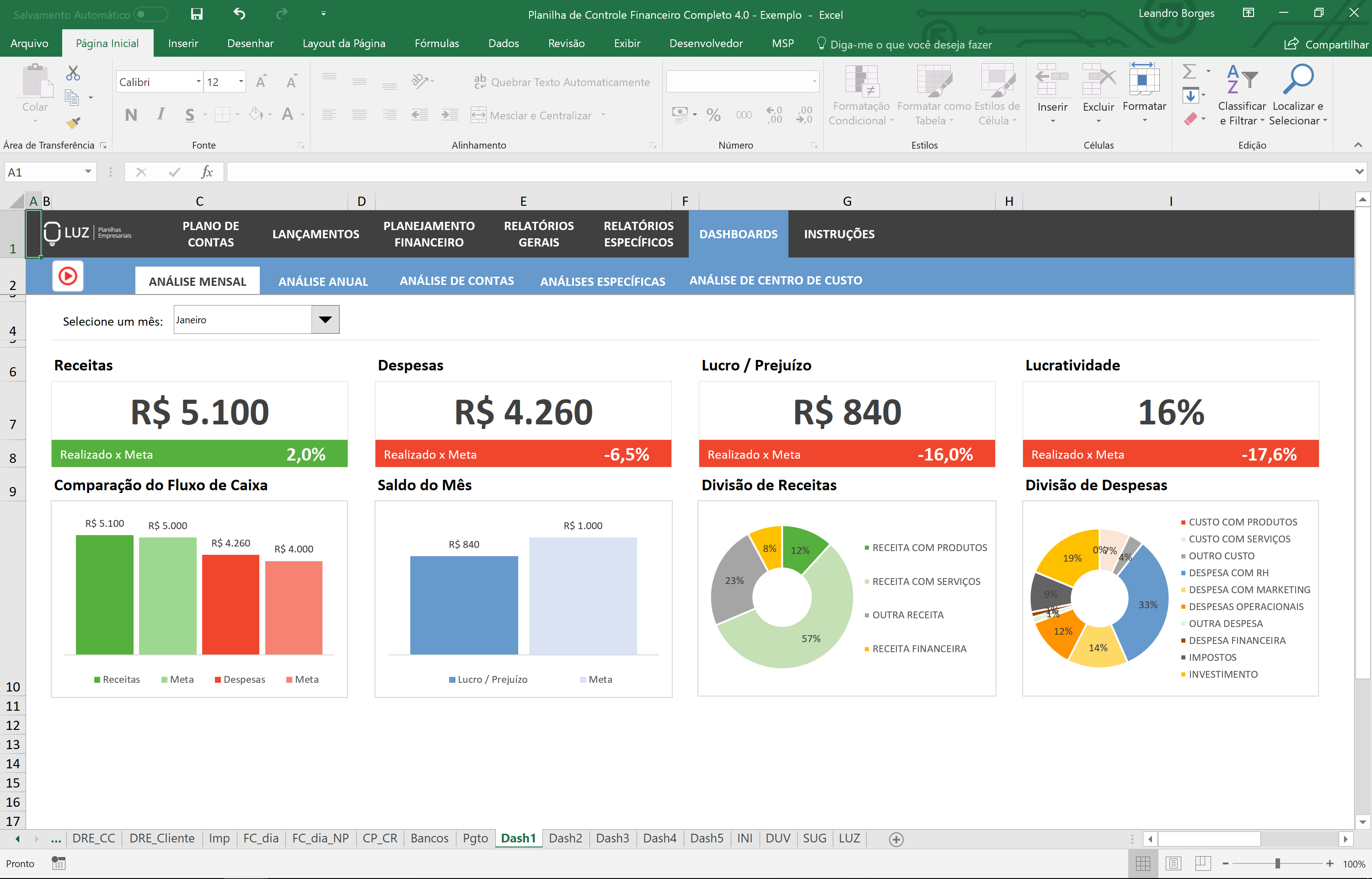 Planilha Controle Financeiro Completo