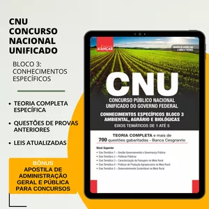 Imagem de capa para o Ebook CNU - Concurso Nacional Unificado - BLOCO 3 - CONHECIMENTOS ESPECÍFICOS - Eixos Temáticos 1 até 5 