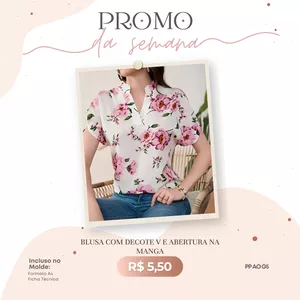 Imagem de capa para o Ebook Blusa com Decote V e Abertura na Manga - Promo