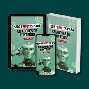 Imagem de capa para o Ebook +200 Prompts para Criadores de Conteúdo no Chat GPT
