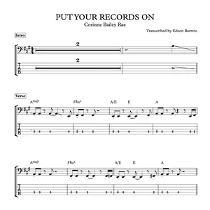 Cover image for Online course PUT YOUR RECORDS ON (Corinne Bailey Rae) Bass Transcription, Score &amp; Tab Lesson