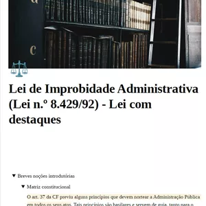 Imagem de capa para o Ebook Lei de Improbidade Adminitrativa (LIA) com destaques - L. 8429