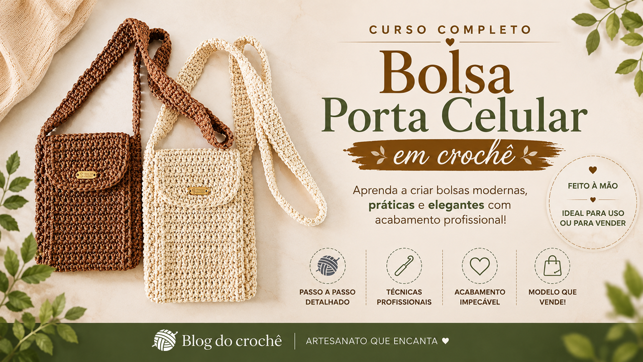 Curso Bolsa Porta Celular em crochê