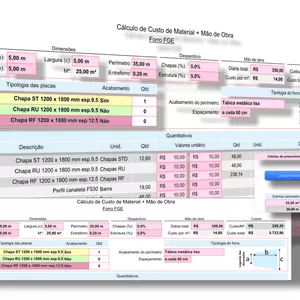 Imagem de capa para o Ebook Ficha de Custos Drywall (AUTOMÁTICA) - Forro FGE