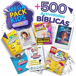 Imagen de portada para Ebook MEGA PACK DE + 500 actividades cristianas para niñas y niños.