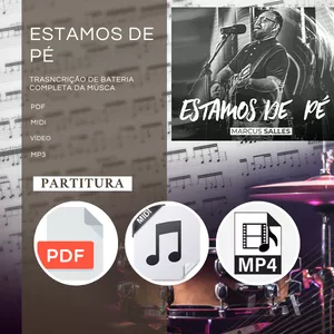 Imagem de capa para o Ebook Partitura de Bateria - Música: Estamos de Pé