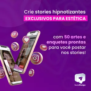 Imagem de capa para o Curso online 50 stories prontos com enquetes e artes para Estética [não editáveis]