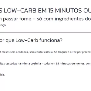 Imagem de capa para o Ebook 50 Receitas Low-Carb em 15 Minutos ou Menos