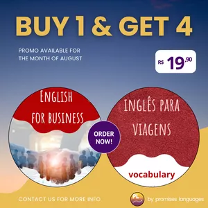 Imagem do curso PACOTE - 4 eBooks (English for Business, Inglês para viagens, Vocabulary, The English Grammar basic I)