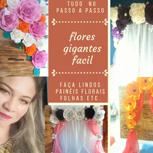 Curso flores gigantes papel eva painéis