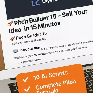 Imagem de capa para o Ebook Pitch Builder 15 | Transforme qualquer ideia em um pitch de negócios em 15 minutos