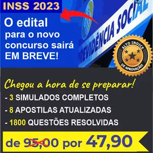 Imagem do curso Super APOSTILAS + 1800 QUESTÕES + 3 SIMULADOS para o CONCURSO INSS 2023