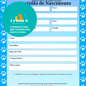Imagem de capa para o Ebook Certidão de nascimento para pet azul 