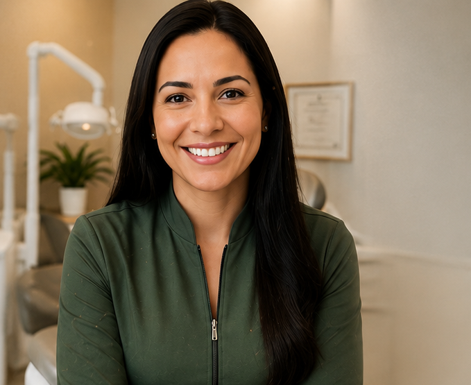 Fernanda R., dentista, consultório próprio