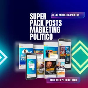 Imagem de capa para o Ebook SUPER PACOTE POSTS MARKETING POLÍTICO