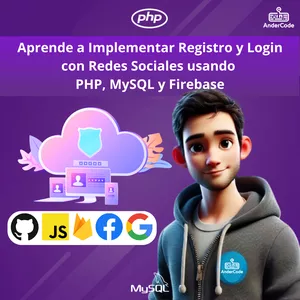 Imagen de portada para Curso online Registro y Login con Redes Sociales PHP, MySQL y Firebase