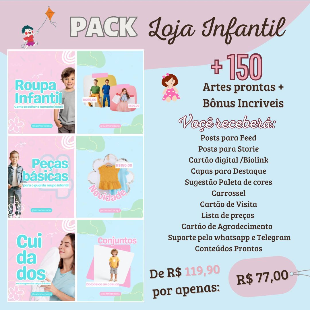 Imagem do curso Pack de Artes Loja Infantil