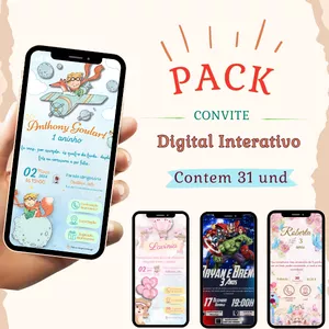 Imagem de capa para o Ebook MEGA PACK CONVITE DE ANIVERSÁRIO DIGITAL INTERATIVO