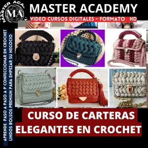 Imagen de portada para Curso online CURSO CARTERAS ELEGANTES A CROCHET EN TRAPILLO + BONUS
