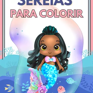 Imagem de capa para o Ebook Sereias para colorir - Livro infantil de colorir para impressão