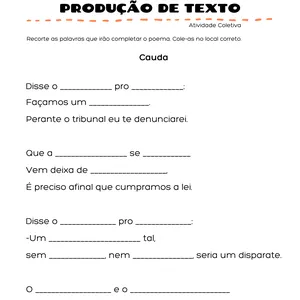 Imagem de capa para o Ebook Atividades de Produção Textual - Poema - 3º ano