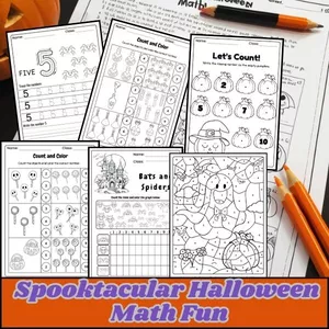 Cover image for Online course 1st grade math worksheets, place value Halloween math no prep