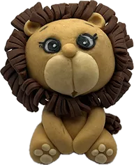 Aprenda a modelar esse leão com sua juba em marrom mais escuro no Curso Meu Primeiro Zoológico - Modele 25 Animais em Pasta Americana