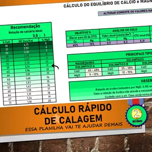 Planilha Planilha para cálculo rápido de CALAGEM