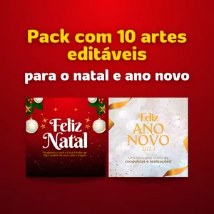 Imagem de capa para o Curso online PACK DE ARTES EDITÁVEIS NATAL E ANO NOVO