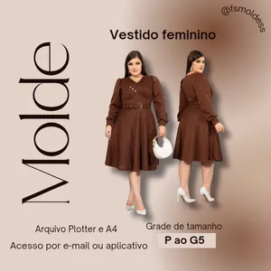 Imagem de capa para o Ebook Molde vestido com saia gode e manga bufante