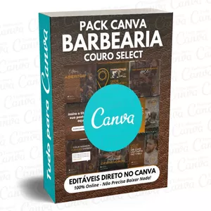 Imagem principal do produto Pack Canva Editável - Barbearia Couro Select + 5 Kits Bônus