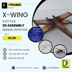 Cover image for Online course X-WING STAR WARS (CUT, ENGRAVING Y 3D MODEL)