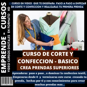 Imagen de portada para Curso online CURSO DE CORTE Y CONFECCIÓN BÁSICO  + BONUS MOLDES Y PATRONES  GRATIS