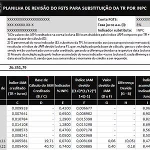Imagem de capa para o Curso online Planilha de Revisão do FGTS para Substituição da TR por INPC