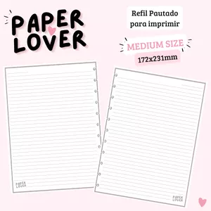 Cover image for Ebook Insert Pautado Linhas Claras para Caderno de discos Médio