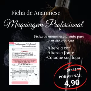 Imagem de capa para o Ebook Ficha de Anamnese Maquiagem e Face Chart Editável