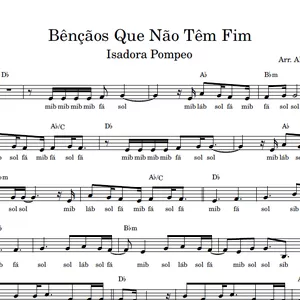 Imagem de capa para o Ebook Bênçãos Que Não Têm Fim (Isadora Pompeo) - Partitura Facilitada para intrumentos em SI BEMOL - tom original