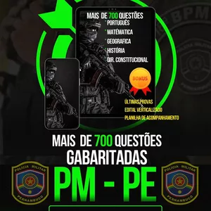 Imagem de capa para o Ebook Mais de 700 Questões Gabaritadas - Concurso da PM-PE 2024