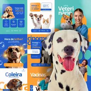 Imagem de capa para o Ebook Pack 18 Artes Feed Tema: Veterinário - Editável no Canva (Versão Gratuita)