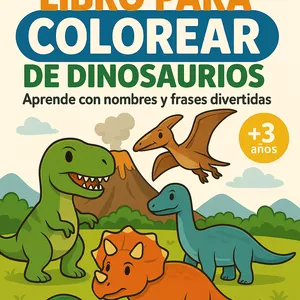 Imagen de portada para Ebook Libro para Colorear Dinosaurios Niños | Dinosaur Coloring Book | PDF Imprimible A4 | 42 Dibujos para Imprimir