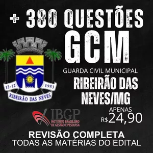 Imagem de capa para o Ebook GCM GUARDA CIVIL MUNICIPAL- RIBEIRÃO DAS NEVES/MG _ REVISÃO COMPLETA
