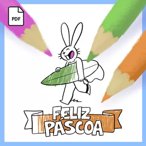 Imagem de capa para o Ebook Edição Páscoa para colorir - Coelhinha Surfista