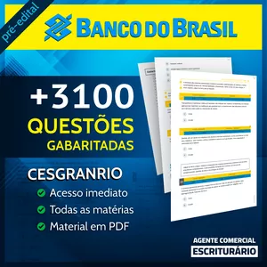 Imagem de capa para o Ebook Pacote de Questões CESGRANRIO para Escriturário - Agente Comercial BB 2026: Mais de 3.100 Questões Gabaritadas e Atualizadas