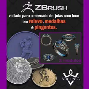 Imagem de capa para o Curso online Curso Relevos, medalhas e peças orgânicas para Jóias com o Zbrush - Módulo Avançado