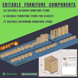 Cover image for Online course Sketchup dynamic components | Kitchen - Closet - Bathroom
